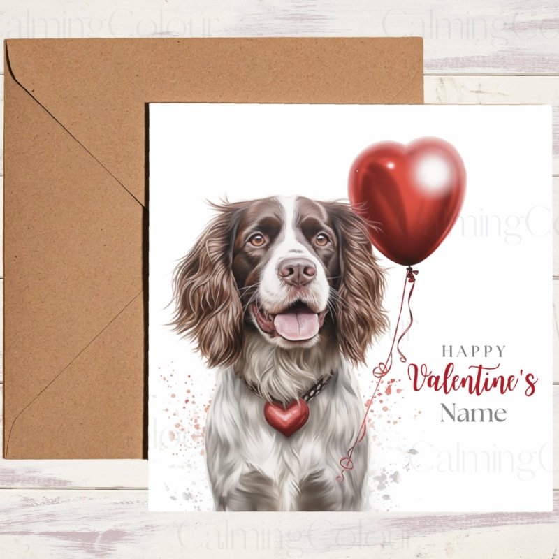 Personalised Springer Spaniel with Heart | Valentine's Card | Valentine's Day (Personalised)