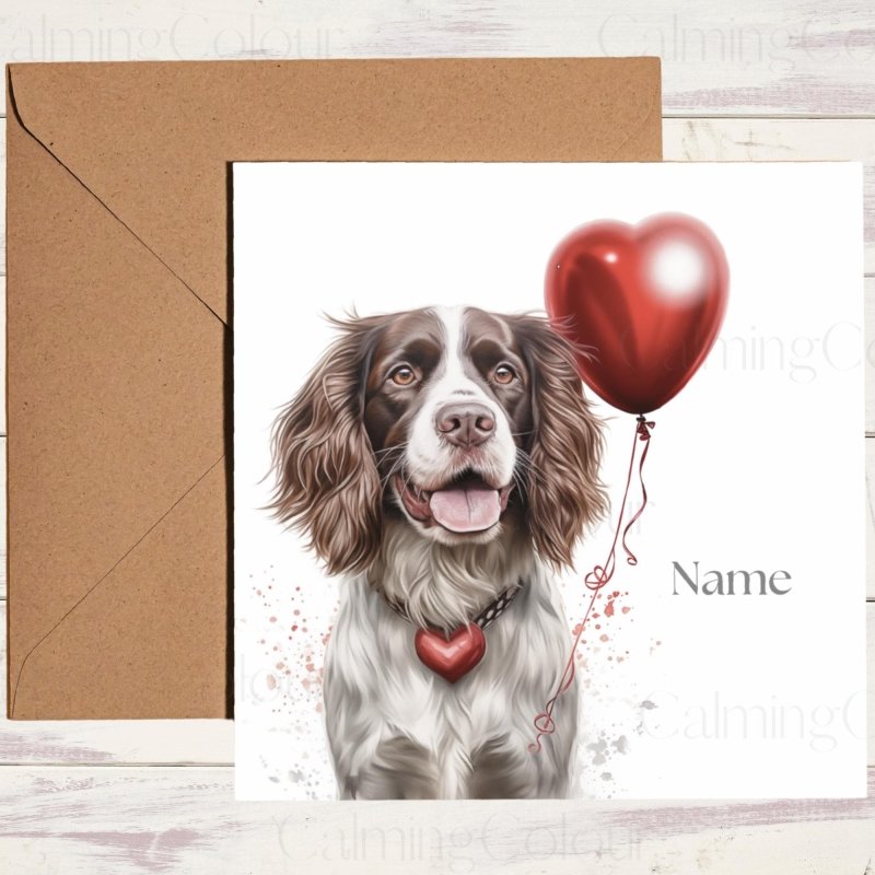 Personalised Springer Spaniel with Heart | Valentine's Card | Valentine's Day (Personalised)