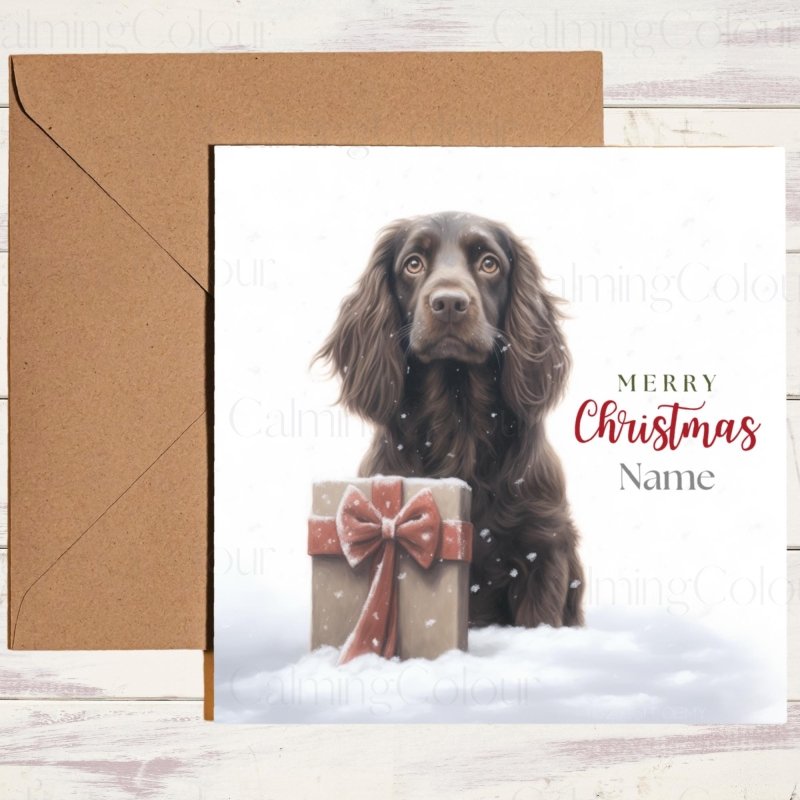 Personalised Sprocker Spaniel Christmas Card for Dog Lovers | Christmas Card
