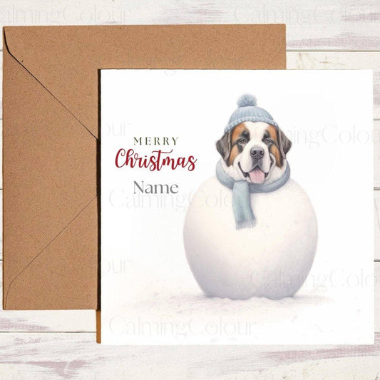 Personalised St. Bernard as a SnowDog | Christmas Card | Christmas Card (Personalised)