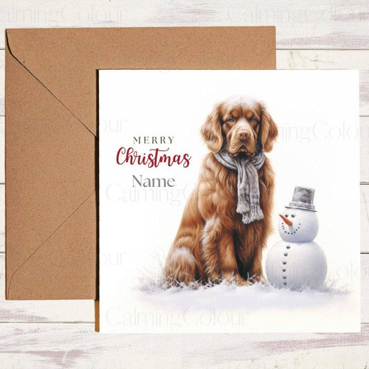 Personalised Sussex Spaniel with a Mini Snowman | Christmas Card | Christmas Card (Personalised)