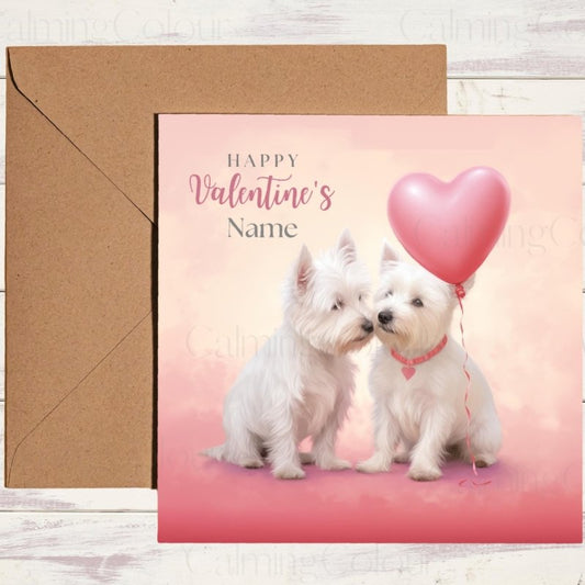 Personalised Westie Couple with Heart | Valentine's Card | Valentine's Day (Personalised)
