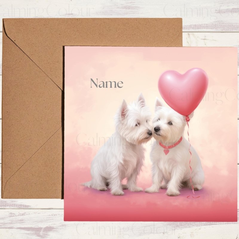 Personalised Westie Couple with Heart | Valentine's Card | Valentine's Day (Personalised)