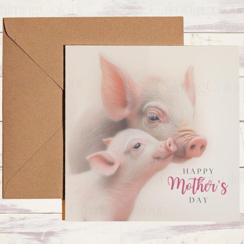 Pig on Mother's Day with Love | Greeting Card for Mum | Mother's Day Card