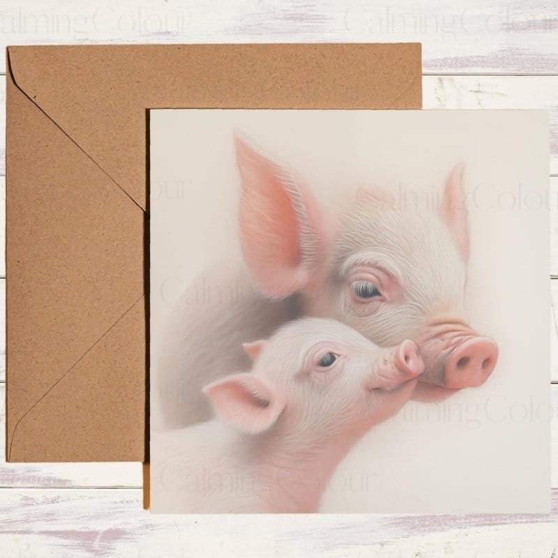 Pig on Mother's Day with Love | Greeting Card for Mum | Mother's Day Card