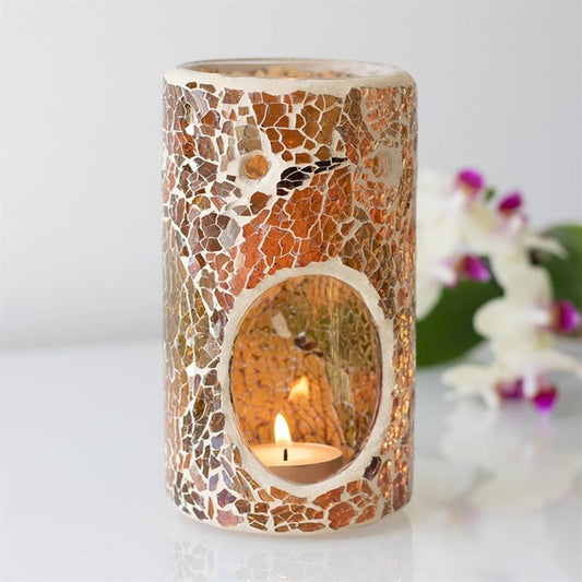 Pillar Brown Crackle Oil Burner | Calming Colour