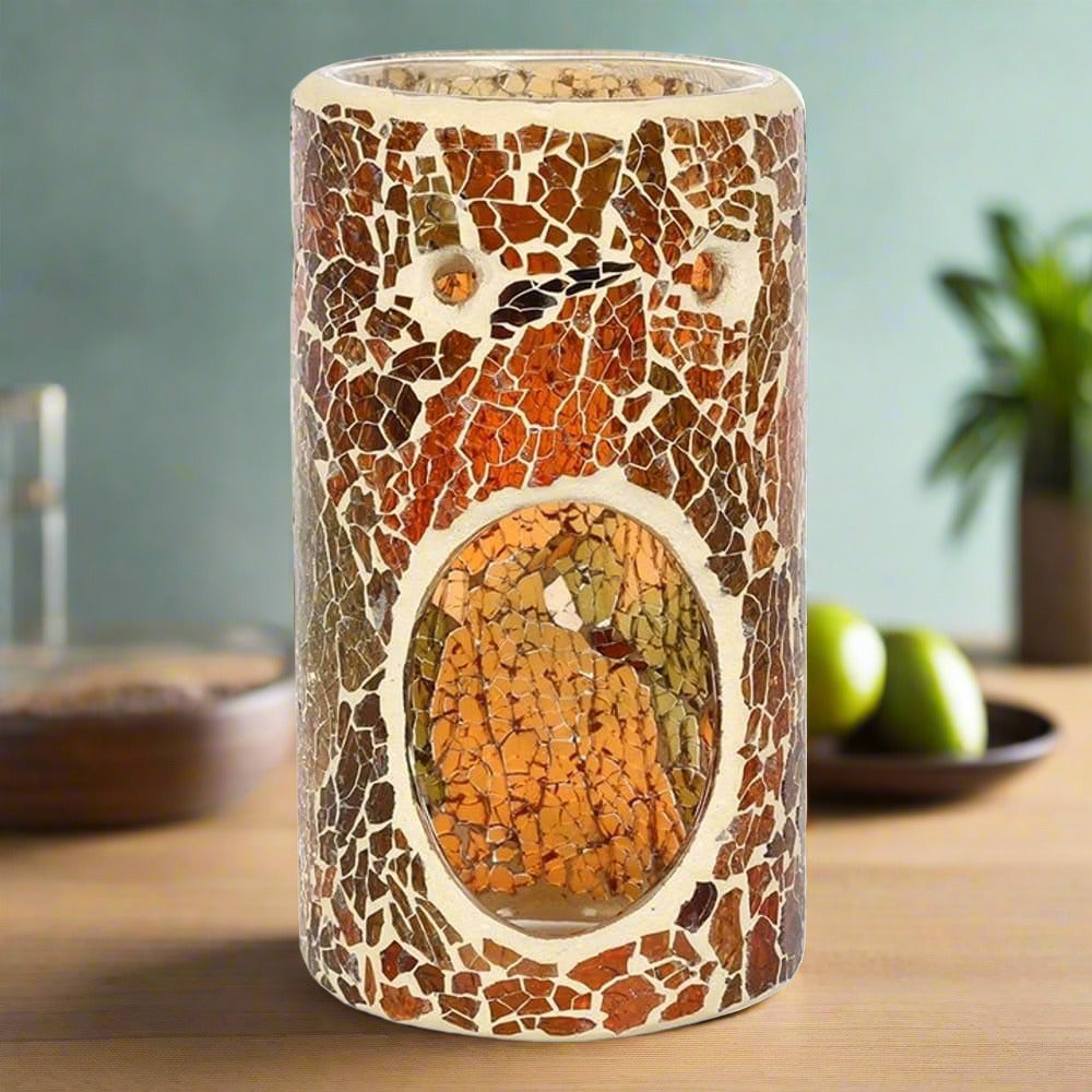 Pillar Brown Crackle Oil Burner | Calming Colour