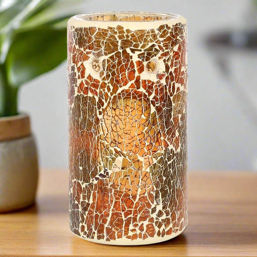 Pillar Brown Crackle Oil Burner | Calming Colour