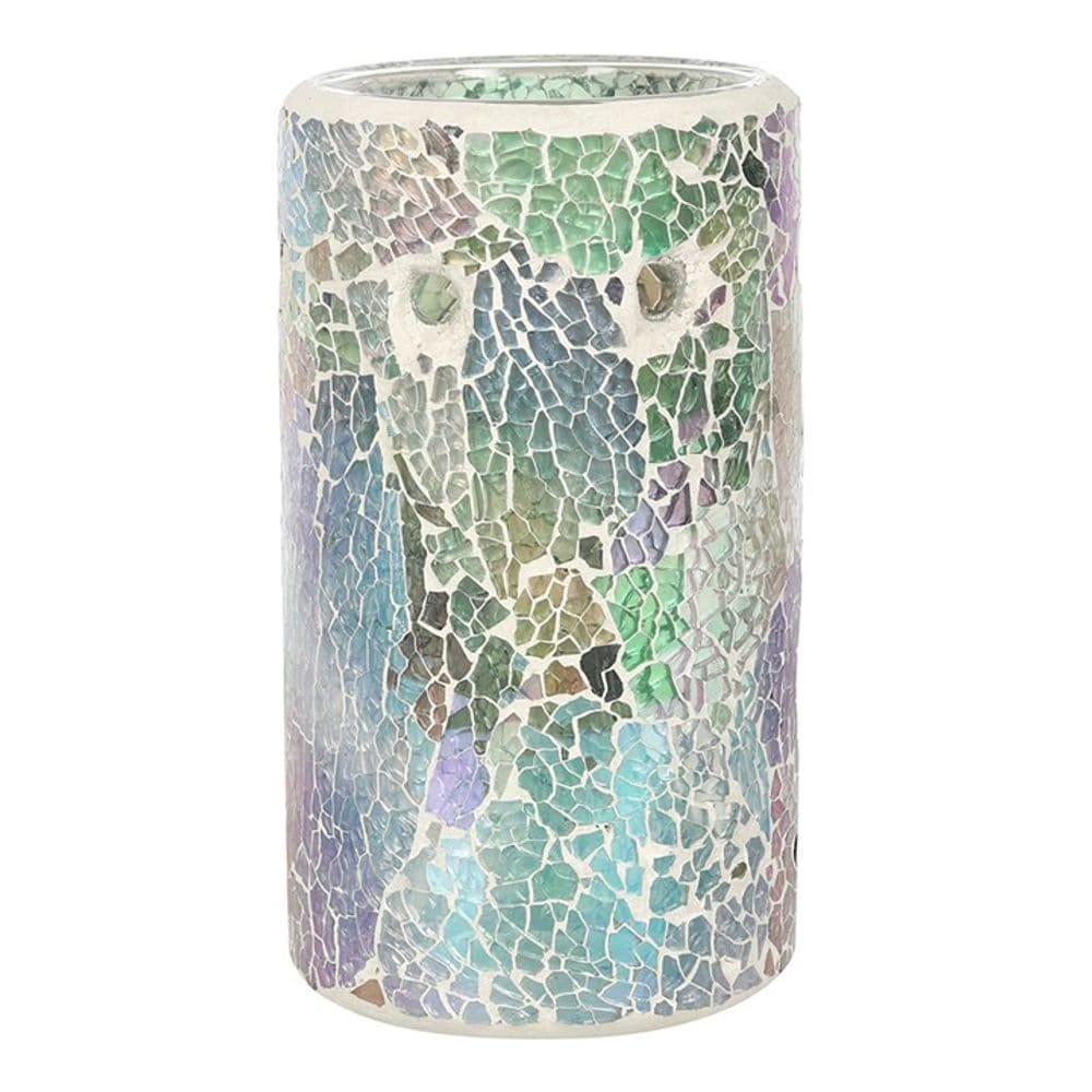 Pillar Light Blue Iridescent Crackle Oil Burner | Calming Colour