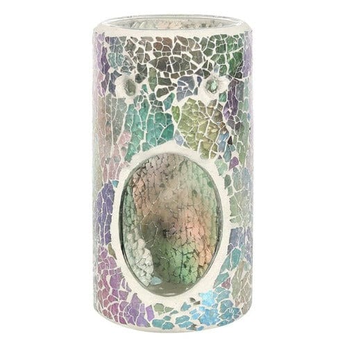 Pillar Light Blue Iridescent Crackle Oil Burner | Calming Colour