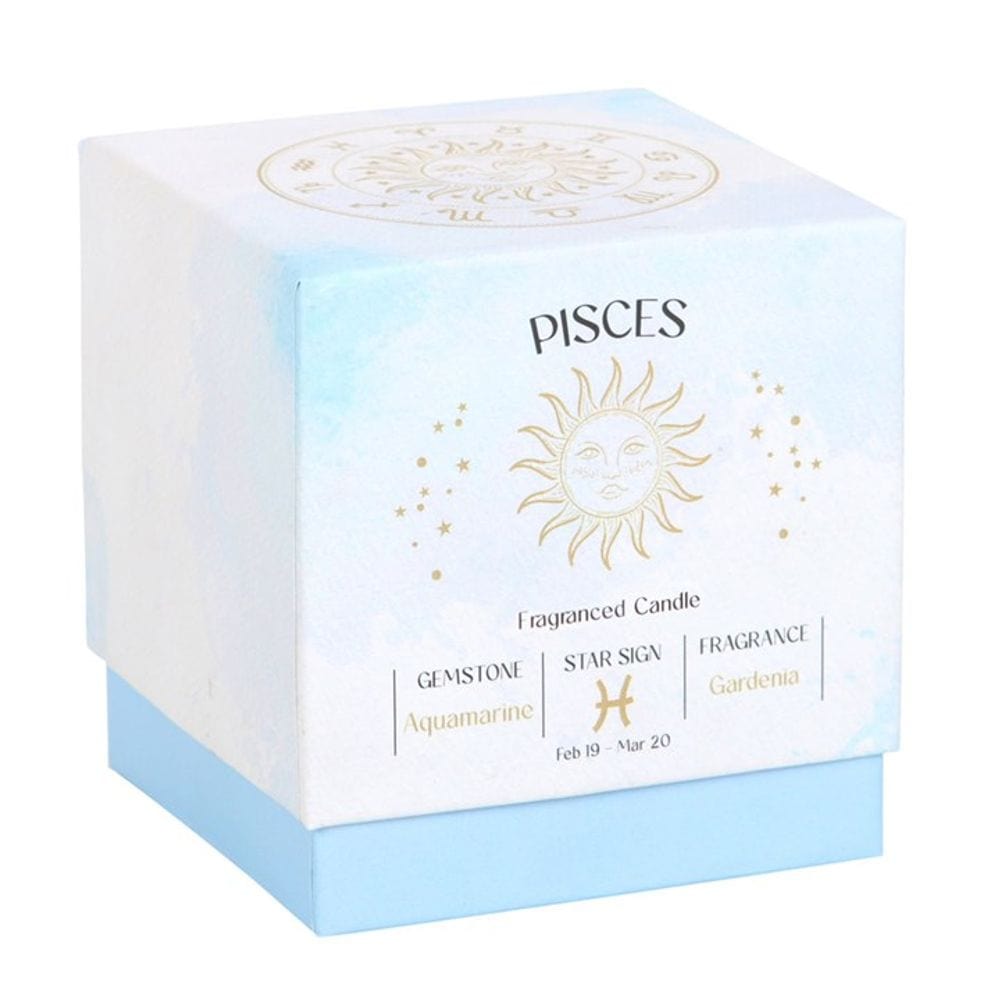 Pisces Gardenia Gemstone Zodiac Candle | Calming Colour