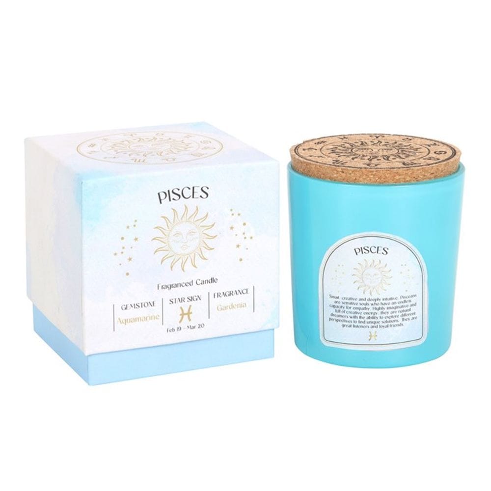 Pisces Gardenia Gemstone Zodiac Candle | Calming Colour