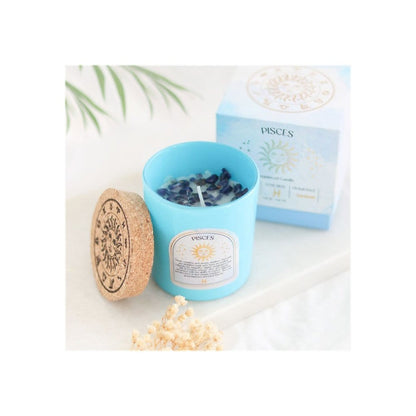 Pisces Gardenia Gemstone Zodiac Candle | Calming Colour