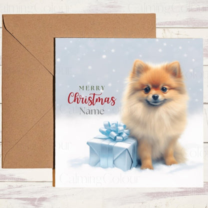 Pomeranian Christmas Card with Snowy Scene | Christmas Card