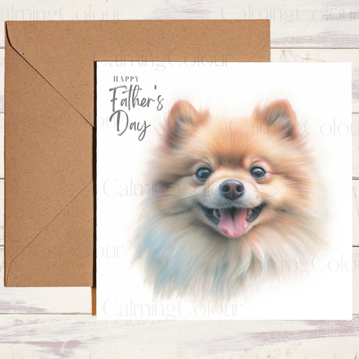 Pomeranian Father's Day Card | Single Card | Calming Colour