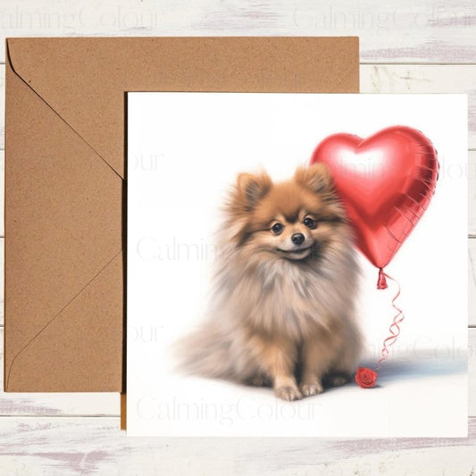 Pomeranian Valentines Card | With Love | Anniversary | Valentine's Day