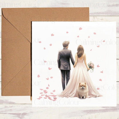 Pomeranian | Wedding Couple | Wedding Card | Calming Colour