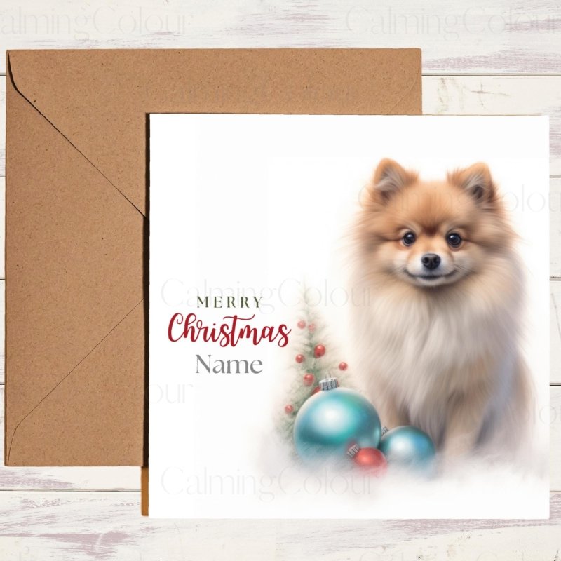 Pomeranian with Mini Christmas Tree | Christmas Card | Christmas Card