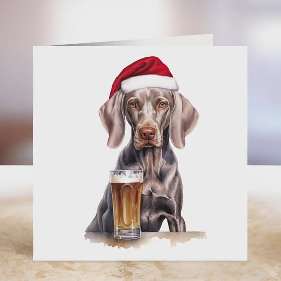 Weimaraner Christmas Card | Greeting card for dog lover | Single card blank on the inside