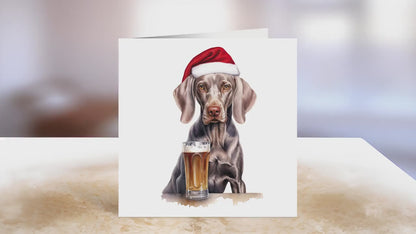 Weimaraner Christmas Card | Greeting card for dog lover | Single card blank on the inside