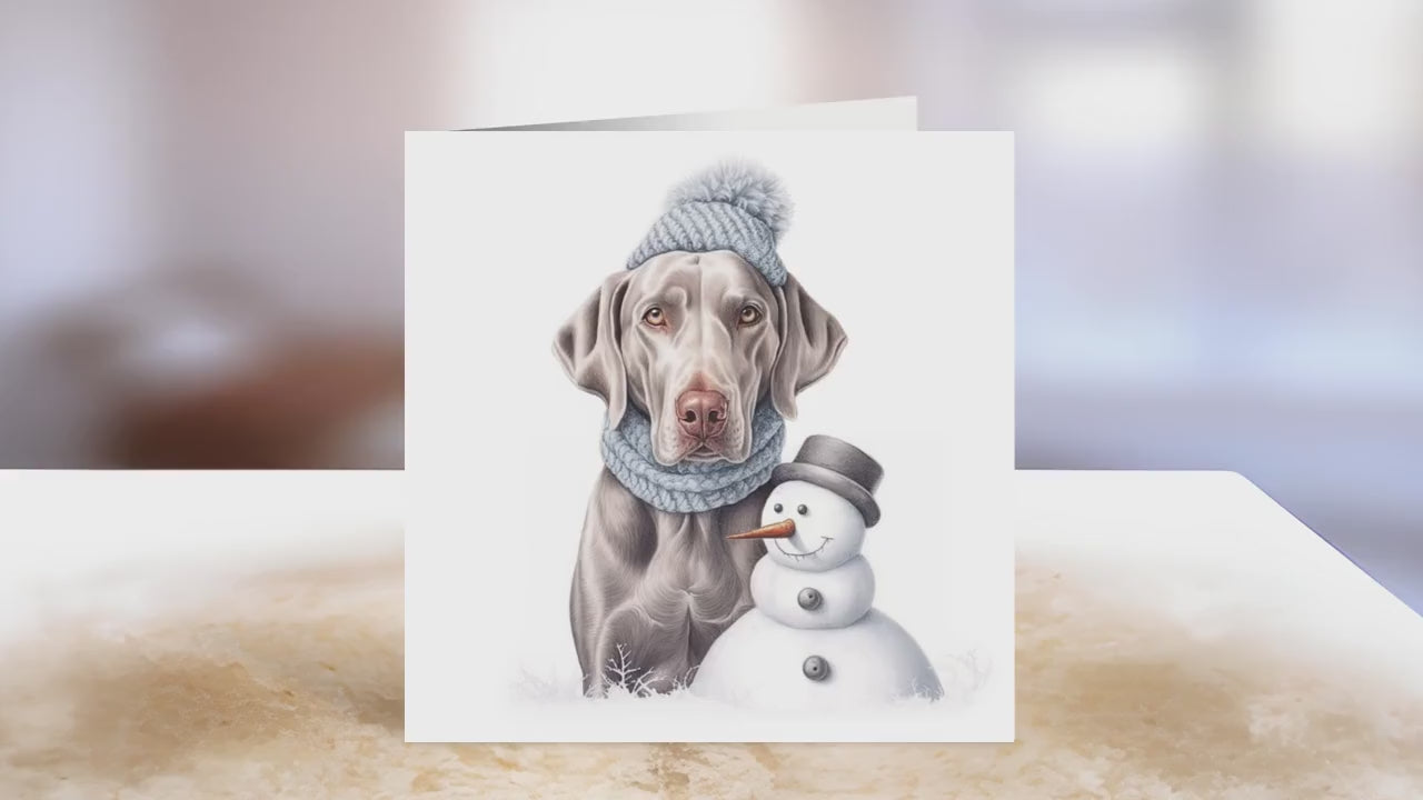 Weimaraner Christmas Card | Greeting card for dog lover | Single card blank on the inside