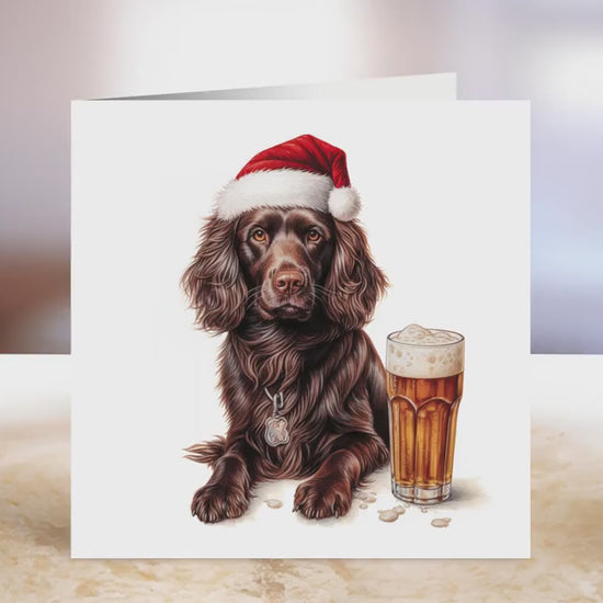 Chocolate Sprocker Spaniel Christmas Card | Greeting card for dog lover | Single card blank on the inside