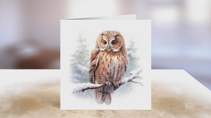 Owl Christmas Card | Greeting card for Owl lover | Single card blank on the inside