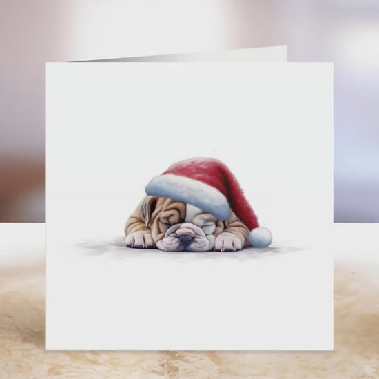 English Bulldog Christmas Card | Greeting card for dog lover | Single card blank on the inside