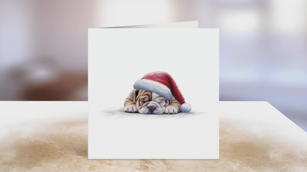 English Bulldog Christmas Card | Greeting card for dog lover | Single card blank on the inside