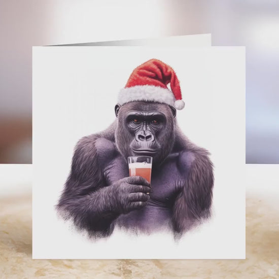 Gorilla Christmas Card | Greeting card for Gorilla lover | Single card blank on the inside