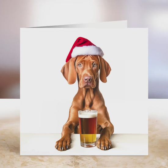 Vizsla Christmas Card | Greeting card for dog lover | Single card blank on the inside