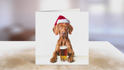 Vizsla Christmas Card | Greeting card for dog lover | Single card blank on the inside