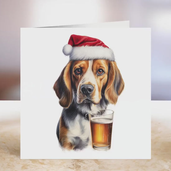 Beagle Christmas Card | Greeting card for dog lover | Single card blank on the inside