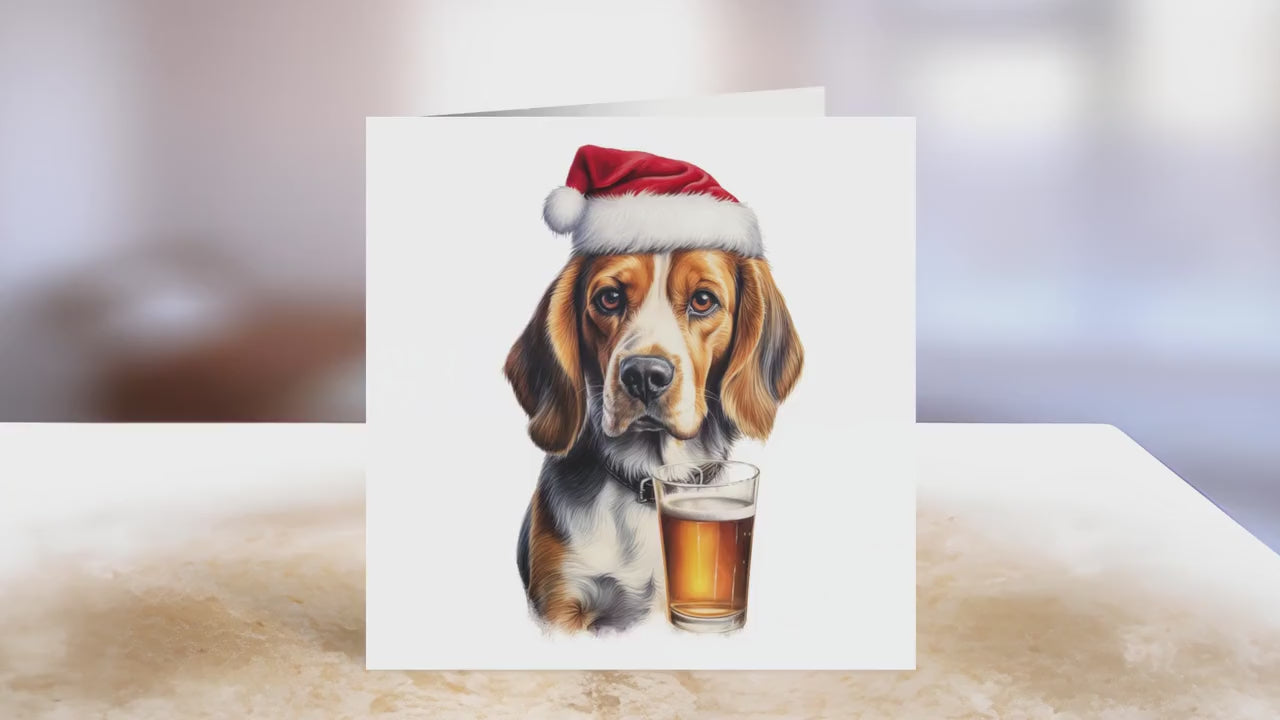 Beagle Christmas Card | Greeting card for dog lover | Single card blank on the inside