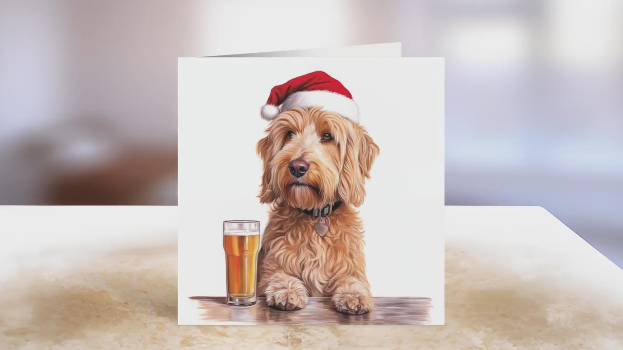 Goldendoodle Christmas Card | Greeting card for dog lover | Single card blank on the inside