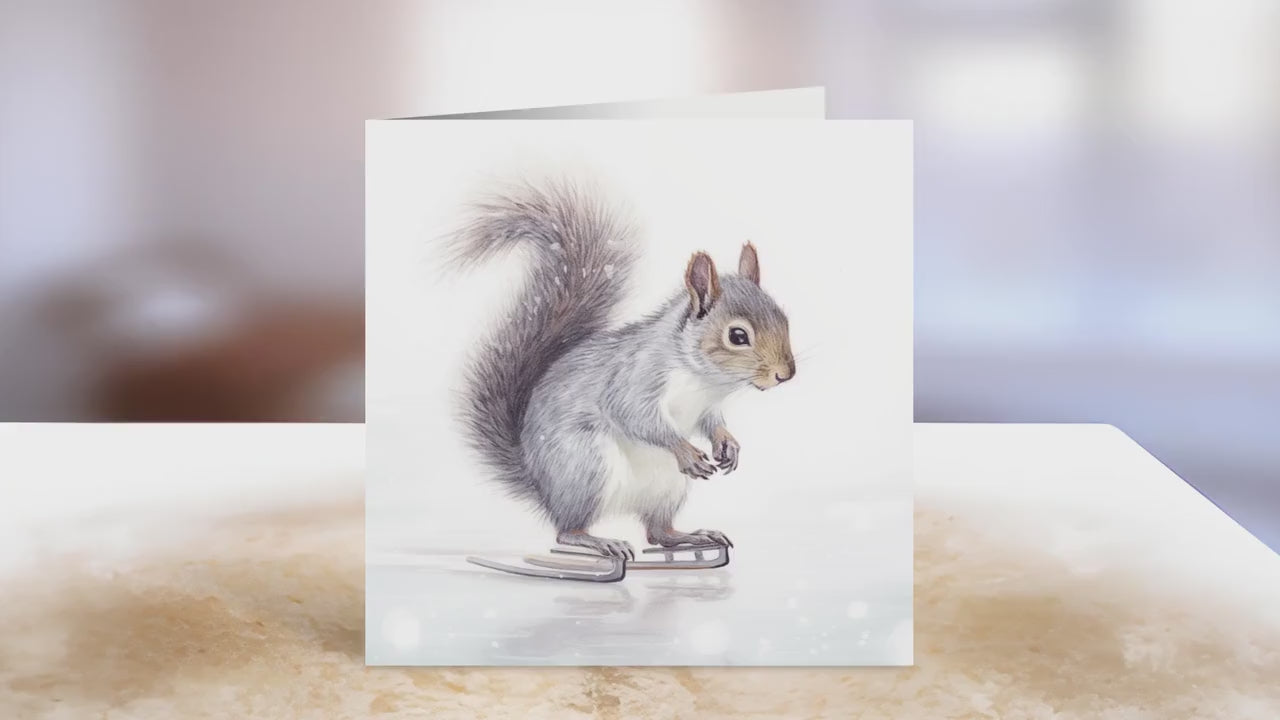 Squirrel Christmas Card | Greeting card for Squirrel lover | Single card, blank on the inside