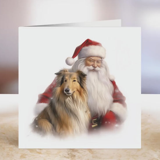 Rough Collie Christmas Card | Greeting card for dog lover | Single card blank on the inside