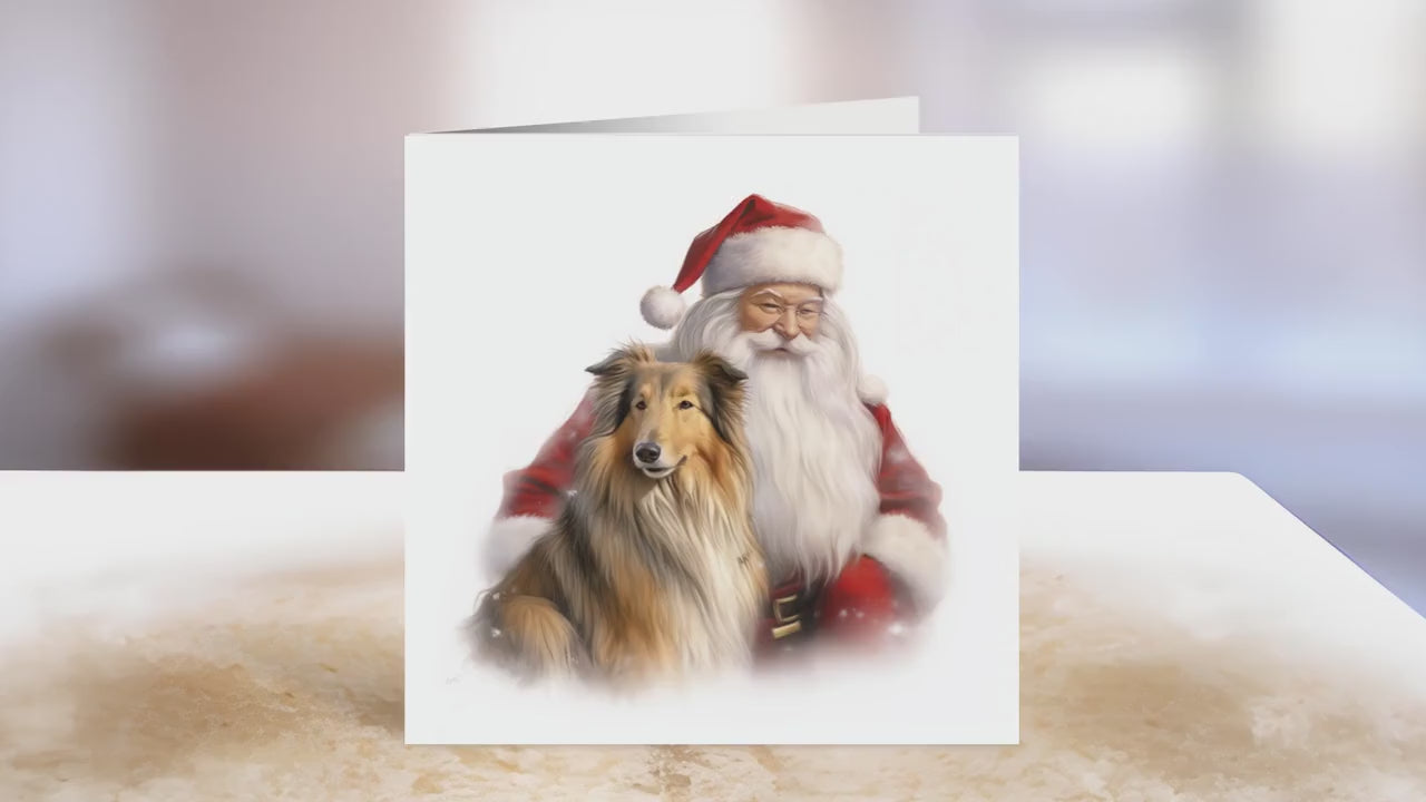 Rough Collie Christmas Card | Greeting card for dog lover | Single card blank on the inside