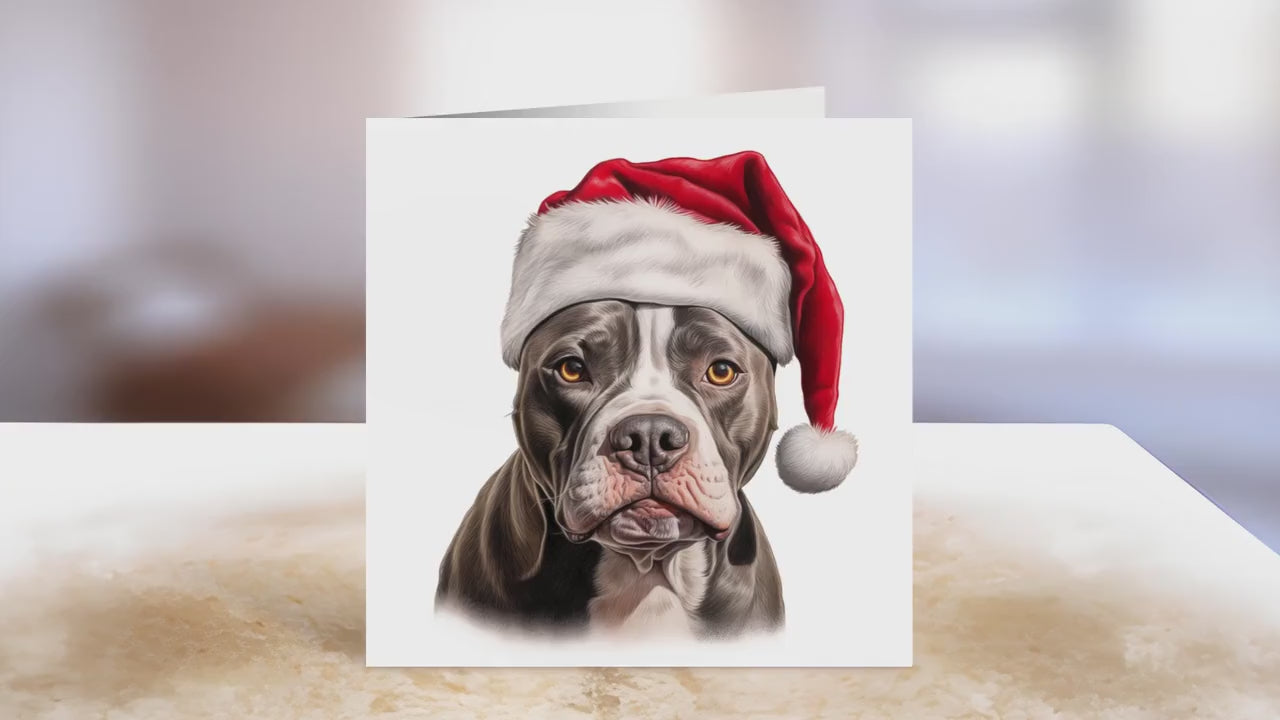 American Staffordshire Terrier Christmas Card | Greeting card for dog lover | Single card blank on the inside