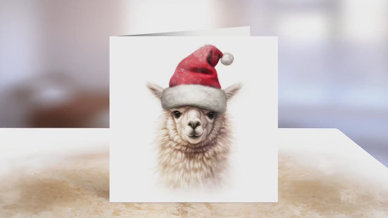 Alpaca Christmas Card | Greeting card for Alpaca lover | Single card blank on the inside