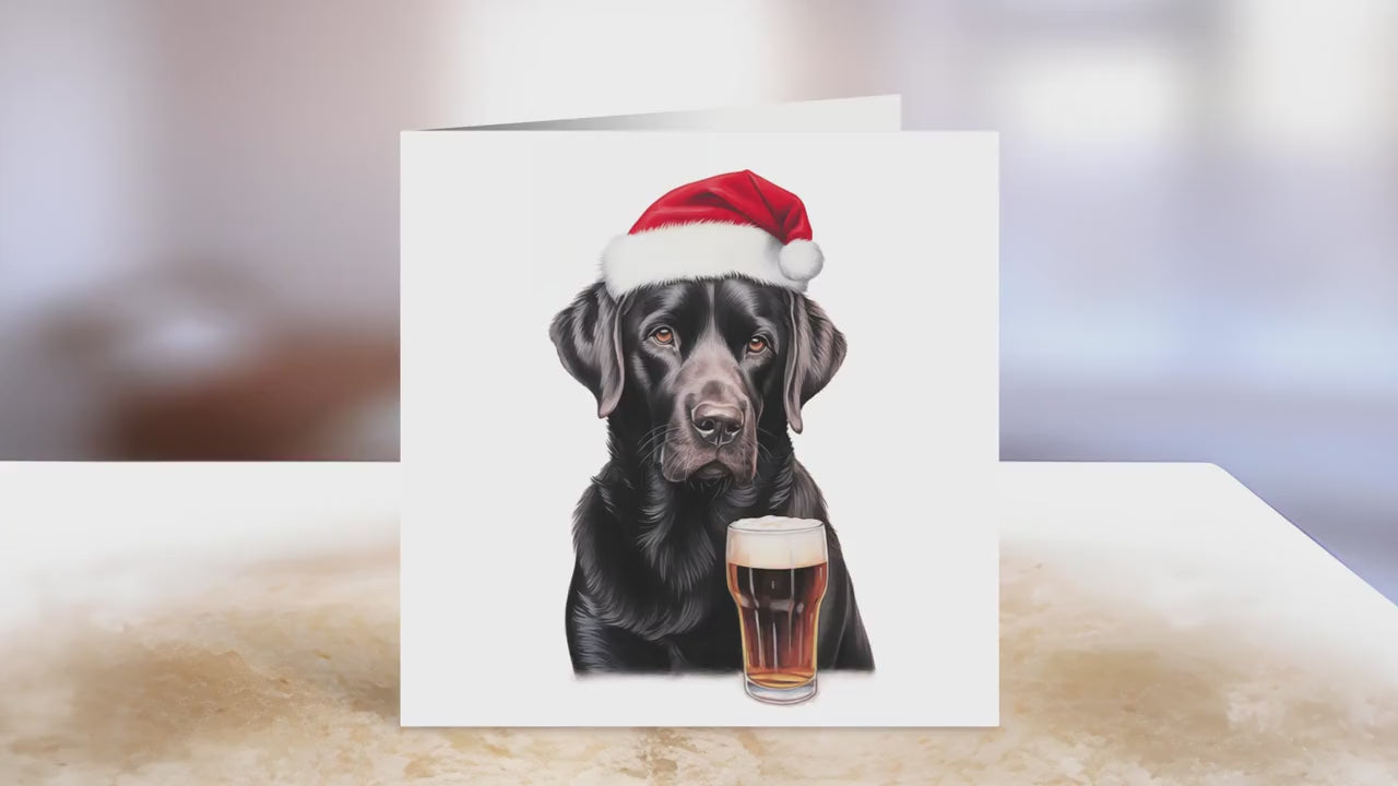 Black Labrador Christmas Card | Greeting card for dog lover | Single card blank on the inside