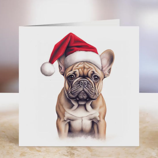 Tan French Bulldog Christmas Card | Greeting card for dog lover | Single card blank on the inside