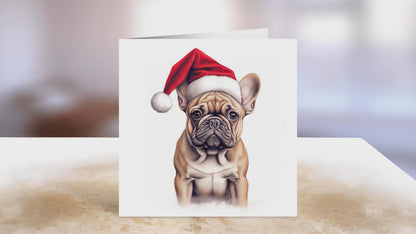 Tan French Bulldog Christmas Card | Greeting card for dog lover | Single card blank on the inside