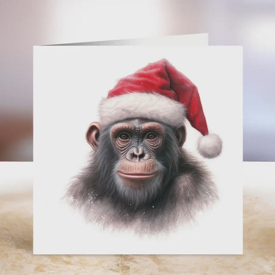 Monkey Christmas Card | Greeting card for Monkey lover | Single card blank on the inside