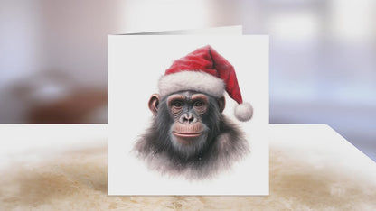 Monkey Christmas Card | Greeting card for Monkey lover | Single card blank on the inside