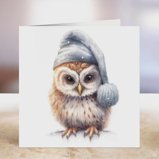 Owl Christmas Card | Greeting card for Owl lover | Single card blank on the inside