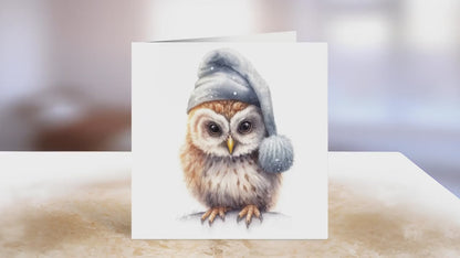 Owl Christmas Card | Greeting card for Owl lover | Single card blank on the inside