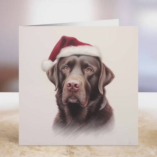 Chocolate Labrador Christmas Card | Greeting card for dog lover | Single card blank on the inside