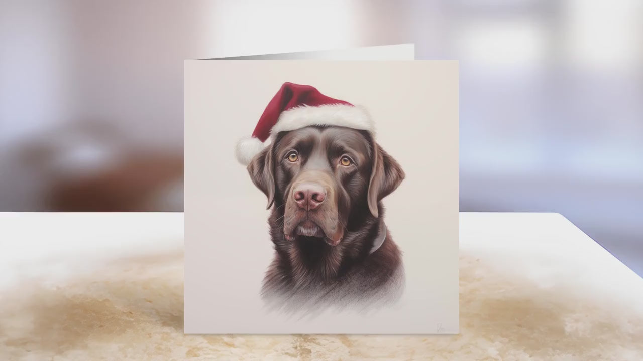 Chocolate Labrador Christmas Card | Greeting card for dog lover | Single card blank on the inside