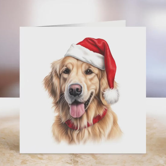 Golden Retriever Christmas Card | Greeting card for dog lover | Single card blank on the inside